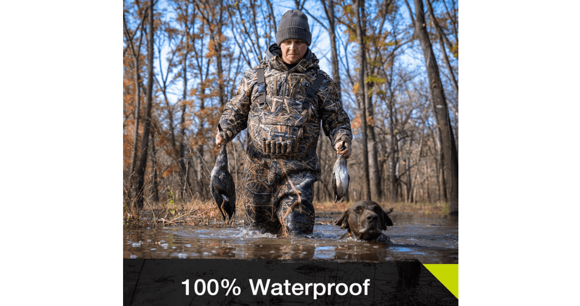 TIDEWE Hunting Waders with Boot Hanger & 600G Insulation, Waterproof Cleated Neoprene Bootfoot Fishing Chest Waders 