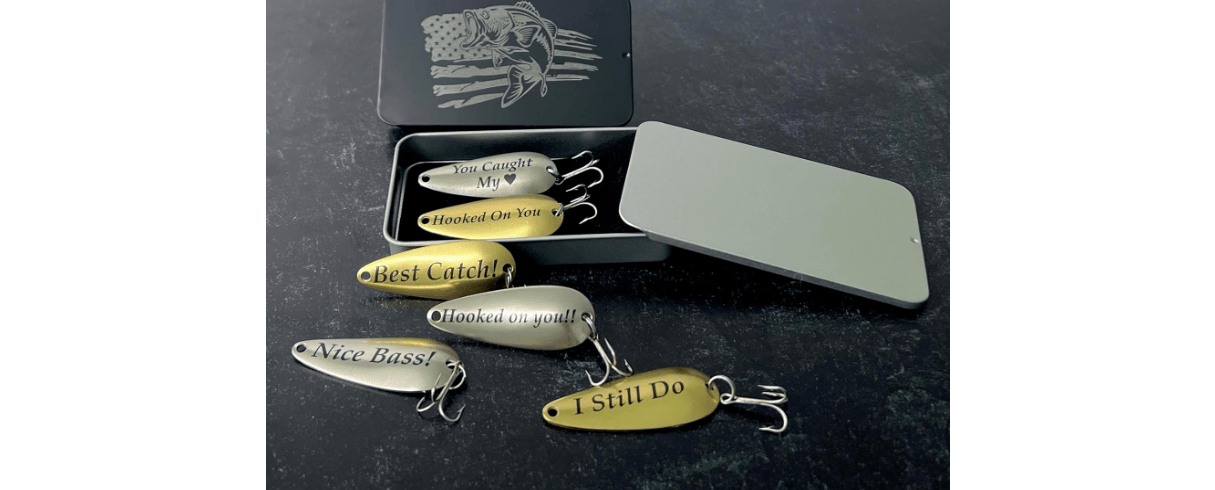 Personalized Fishing Lures in Tin - Custom Gift Set - Father's Day Present for Dad - Grandpa - Husband - Son - Retirement Gift - Anniversary Idea 
