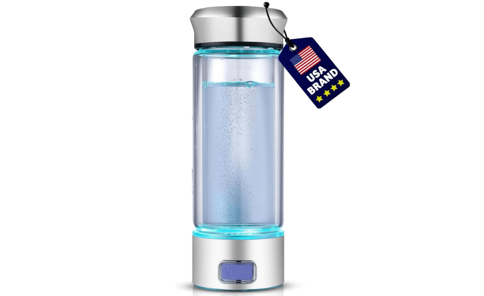 LevelUpWay - Hydrogen Water Bottle Up to 4000PPB SPE PEM Technology Water Ionizer (Borosilicate Glass, Silver) 