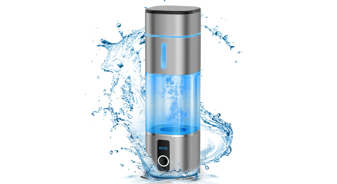 Amzany Hydrogen Water Bottle 6000-8000PPB, Portable Hydrogen Generator, Ion Water Bottle with LED Display, Suitable for Office, Travel and Daily Drinking 
