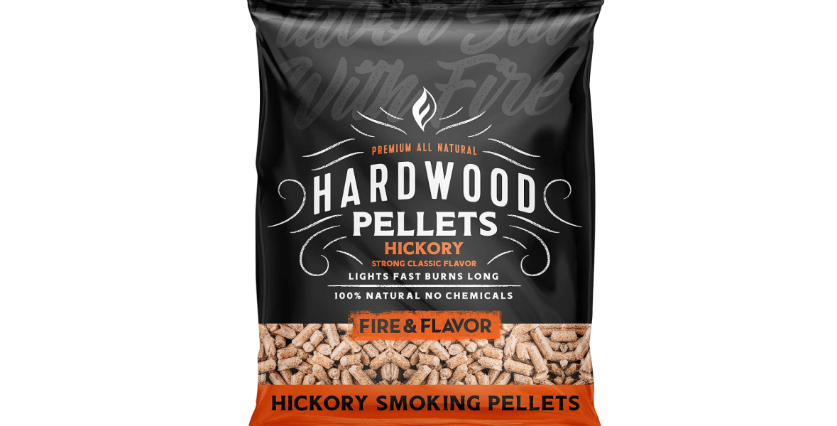 Fire & Flavor Premium All Natural Hardwood Pellets for Smokers and Pellet Grills - 100% Natural Hickory Wood Pellets for Smoking, BBQ, Roasting, and Baking - 20 Lb. Bag 