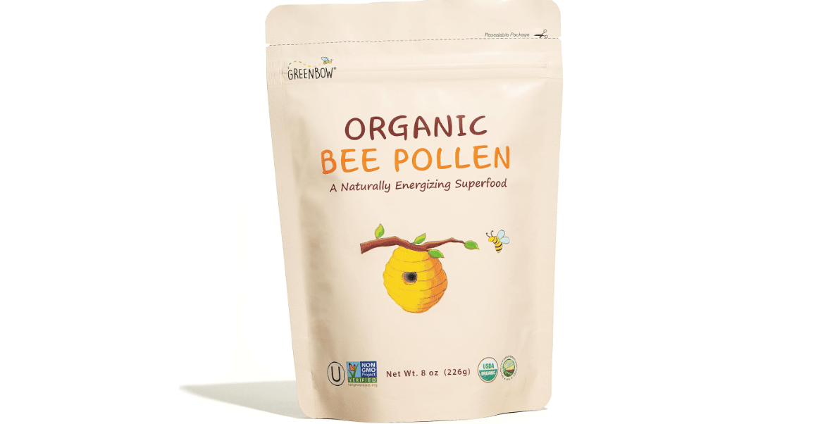 Greenbow Organic Bee Pollen - 100% USDA Certified Organic, Non-GMO, Pure, & Natural Bee Pollen - Superfood Packed w/Proteins, Vitamins & Minerals (8oz) 