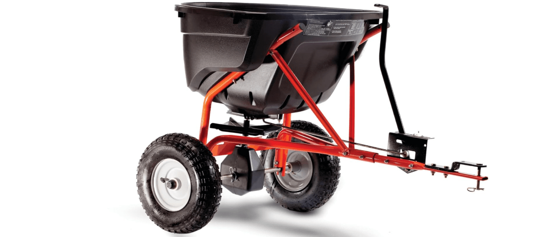 Agri-Fab 45-0463 130 lb. Tow-Behind Lawn & Garden Broadcast Spreader for Seed,Fertilizer,Salt,Ice Melt; Easy to use Flow Control from Seat of Riding Lawn Mower 