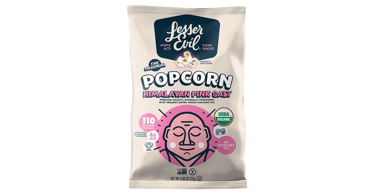 LesserEvil Organic Popcorn, Himalayan Pink Salt, .88 Ounce, 18 Count 