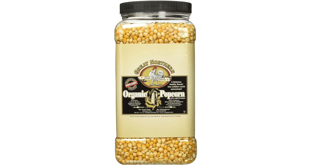 Organic Popcorn Kernels - 7lbs Resealable Bulk Jug of Gourmet Popping Corn for Microwave, Stovetop, and Popper Machines by Great Northern Popcorn 