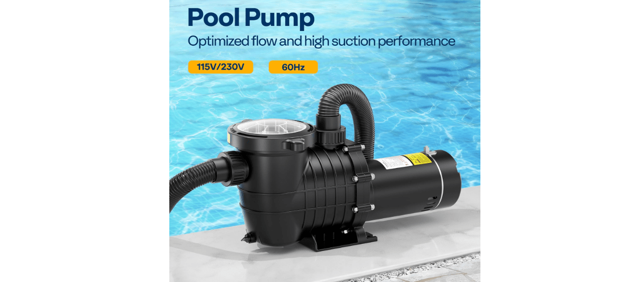 VIVOHOME 2.0HP 6800GPH Dual Voltage Pool Pump, Self-Priming Energy Saving, 1.5" & 2" & 1.25"-1.5" Connectors w/Strainer Basket for In/Above Ground Pools 