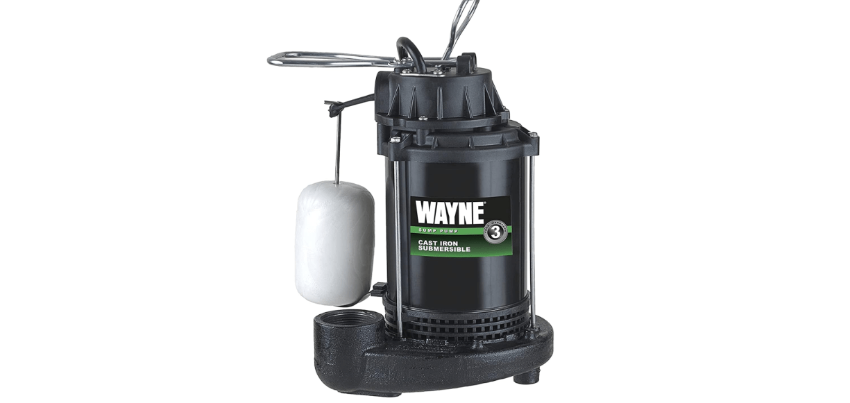 WAYNE CDU800 1/2 HP Submersible Cast Iron and Steel Sump Pump With Integrated Vertical Float Switch 