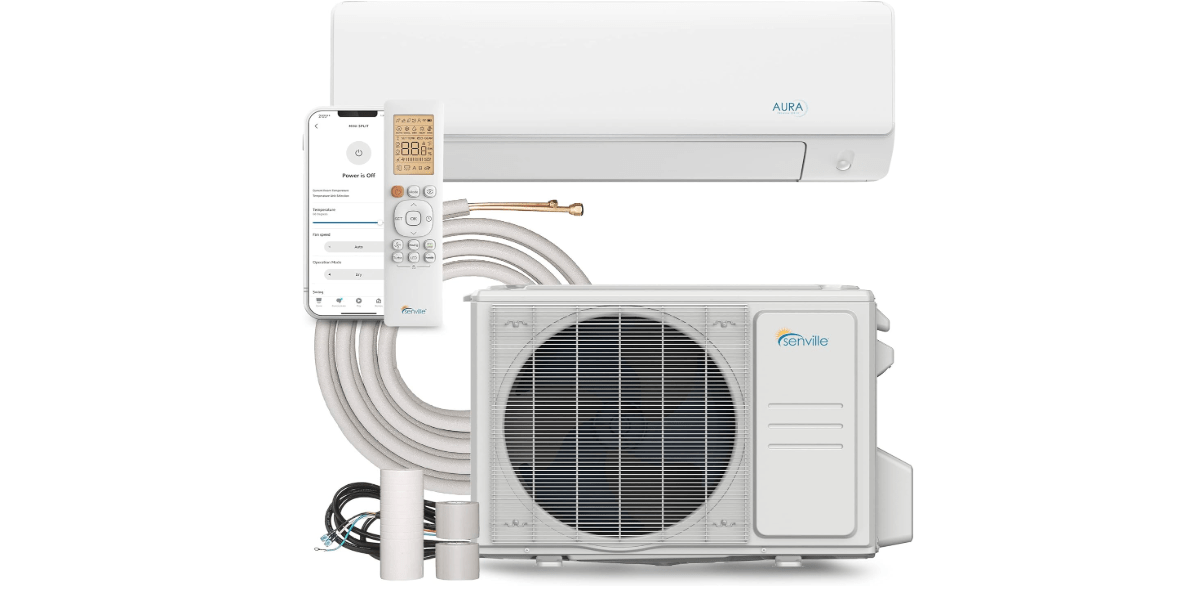 Senville AURA Series Mini Split Air Conditioner Inverter Heat Pump, 24000 BTU, Works with Alexa, Energy Star, White 