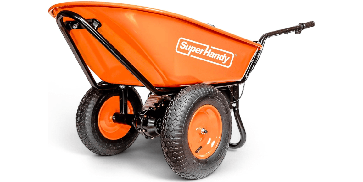 SuperHandy Electric Wheelbarrow – 48V 4Ah Li-Ion Battery, 330 lbs (150 kg) Capacity, 3 Cu.Ft. Steel Powder Coated Tub, Material & Debris Hauler Utility Cart 