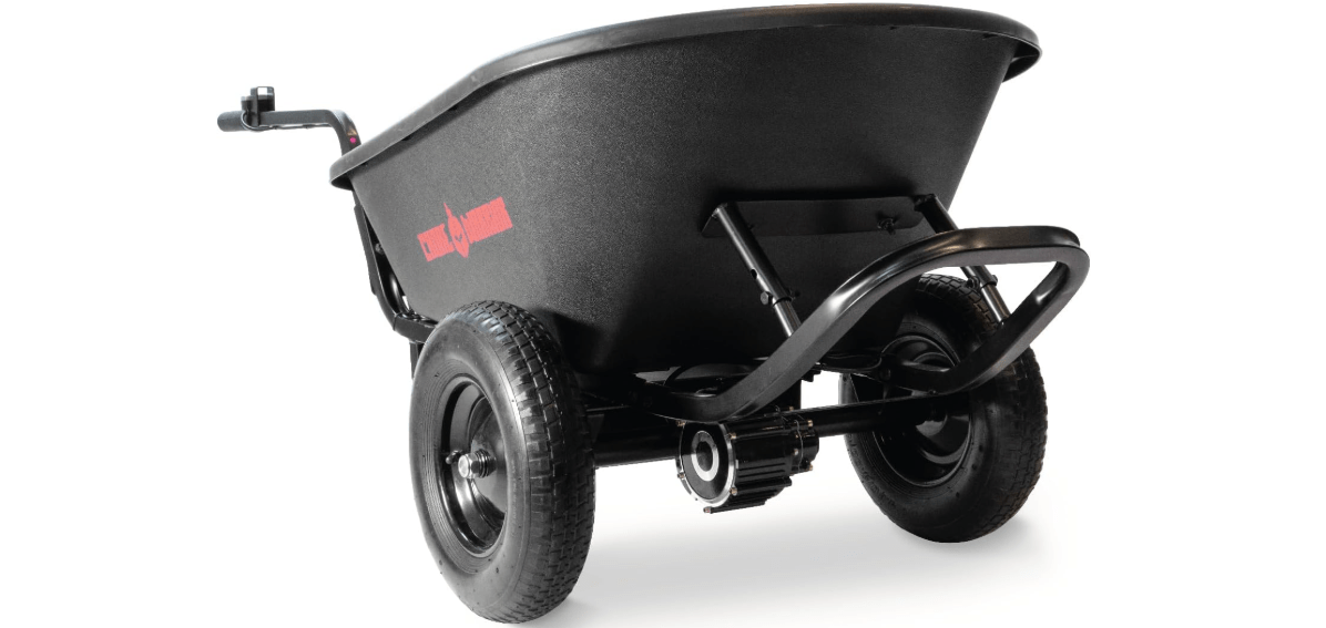 Chore Warrior Electric Powered Wheelbarrow 350 LBS Capacity and 6 Cu FT Poly Tray 8 Hour Battery Life 