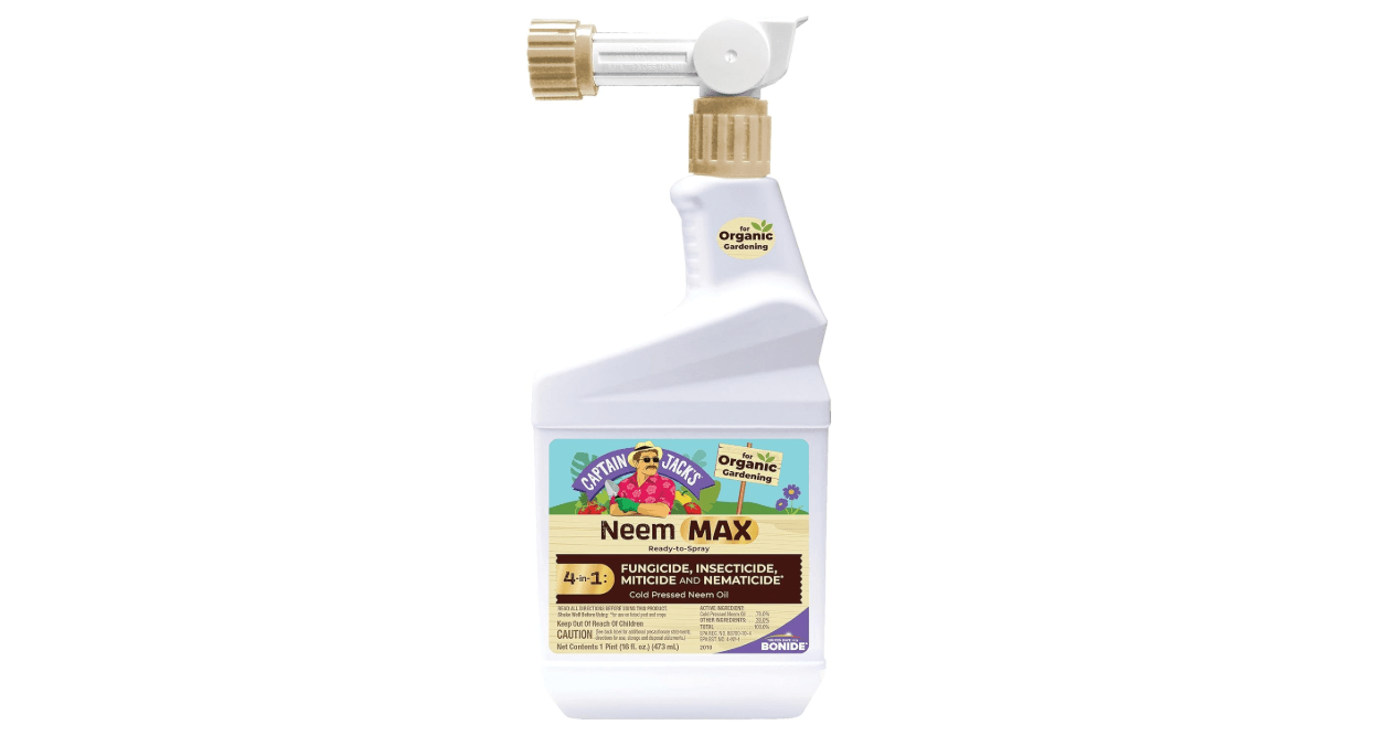 Bonide Captain Jack's Neem Max, 16 oz Ready-to-Spray Cold Pressed Neem Oil, Multi-Purpose Insecticide, Fungicide, Miticide and Nematicide for Organic Gardening 