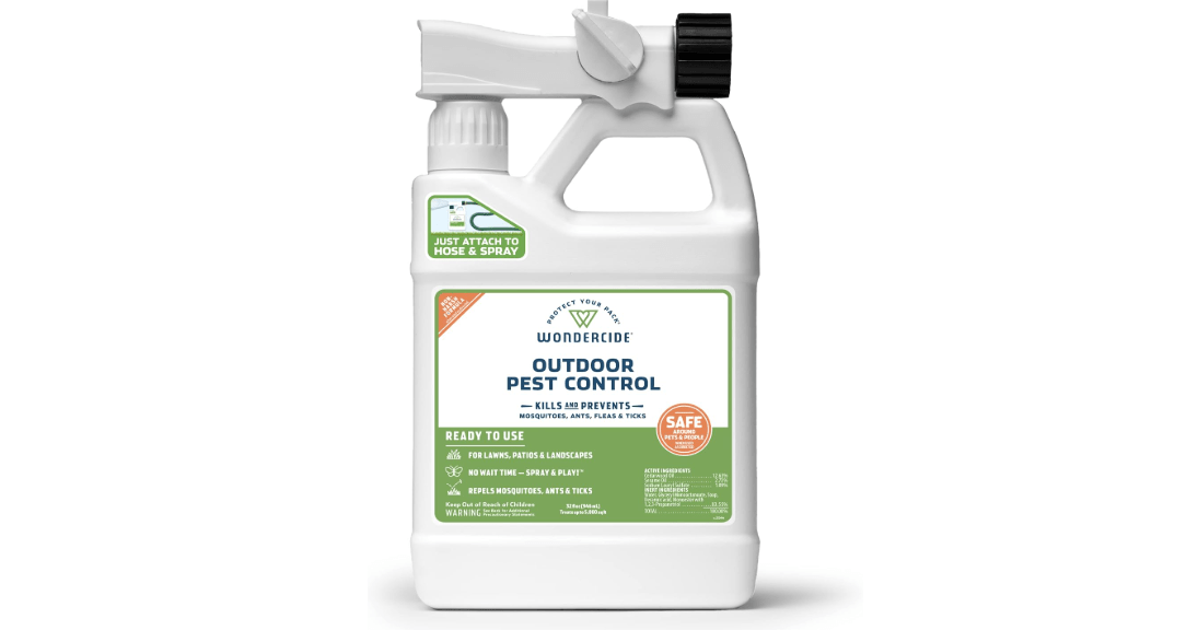 Wondercide - Outdoor Pest Control Spray with Natural Essential Oils - Mosquito, Ant, Insect Repellent, Treatment, Killer - Safe Around Pets Kids 32 oz 