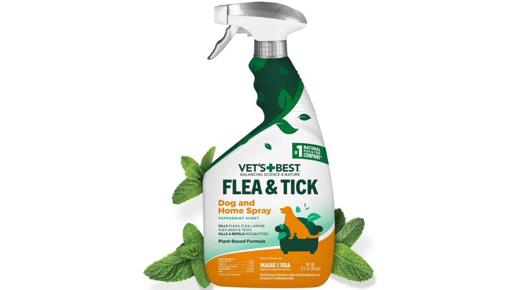 Vet’s Best Indoor Flea and Tick Spray – Dog Flea and Tick Treatment for Home, Plant-Based Formula with Natural Oils, Kills Fleas, Eggs & Ticks on Contact, Made in USA, 32 oz 