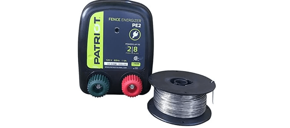 Patriot PE2 Electric Fence Energizer Plus 250-Feet Made in U.S.A. 17 Gauge Spool Aluminum Wire for Containing Pets and Keeping Out Small Nuisance Animals 