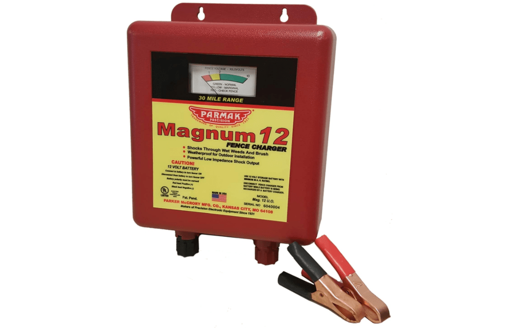 Parmak MAG12-UO 12-Volt Magnum Low Impedance Battery Operated 30-Mile Range Electric Fence Charger, Multi, Twin 