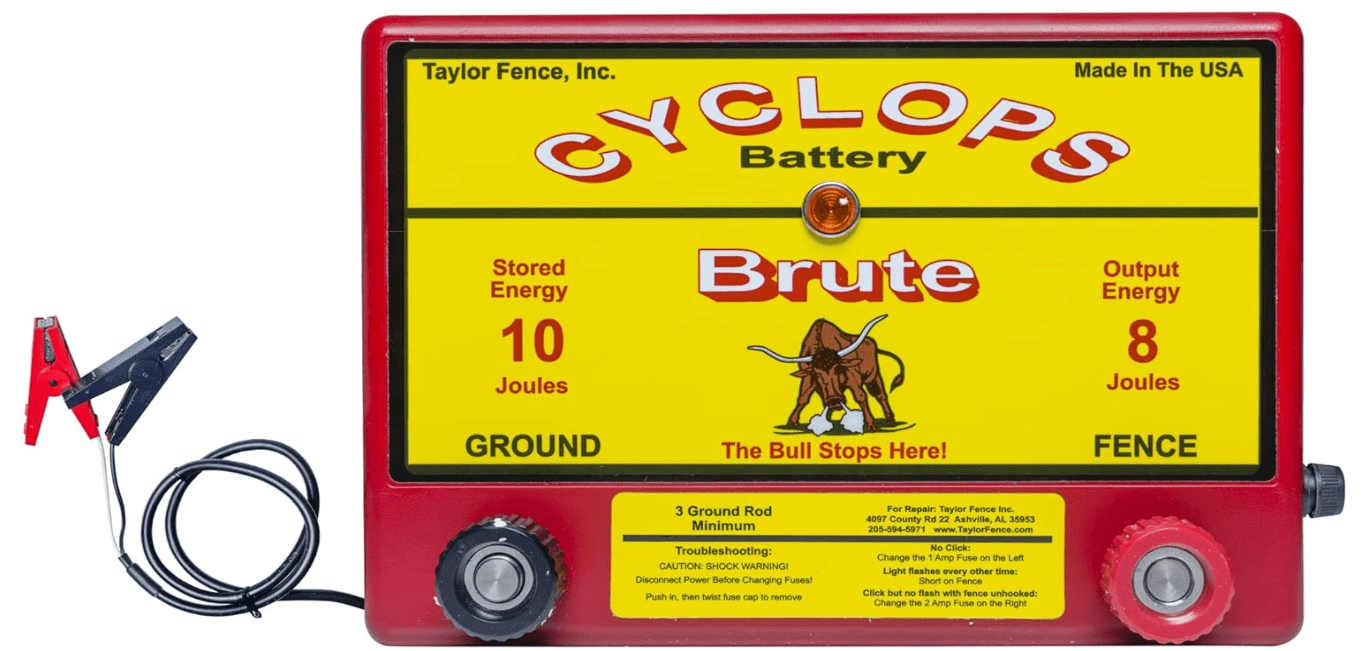 Cyclops Brute Battery - 8 Joule Fence Charger - Battery (12V) Powered 