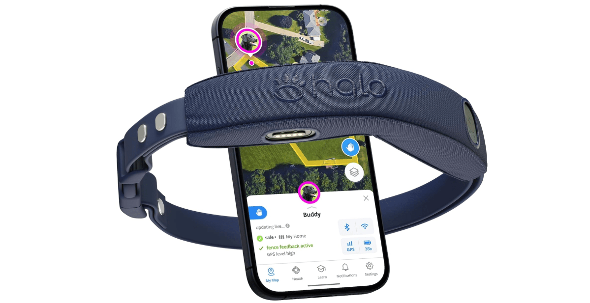 Halo Collar 4, GPS Wireless Dog Fence & Dog Training Collar with GPS Tracker, Subscription Required, Waterproof, Midnight, One Size
