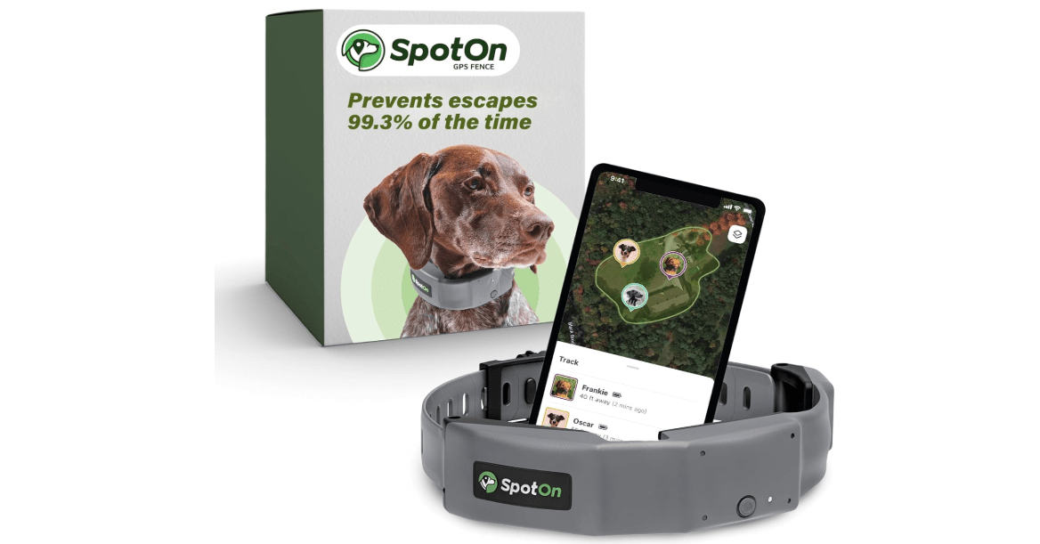 SpotOn GPS Wireless Dog Fence Collar, Accurate & Reliable, Unlimited Fences, Extended Battery Life Mode, No Subscription, Built in USA, Omni Collar Model, Medium Dog Breed Neck Size 12"-18"
