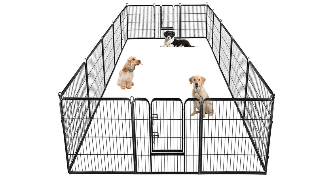BestPet | Dog Playpen | 40 Inch, 16 Panels | Heavy Duty Metal Pet Exercise Pen | Indoor Outdoor Fence Panels | Rust-Resistant, Removable, Tool-Free Setup | Anti-Skid, Expandable Design
