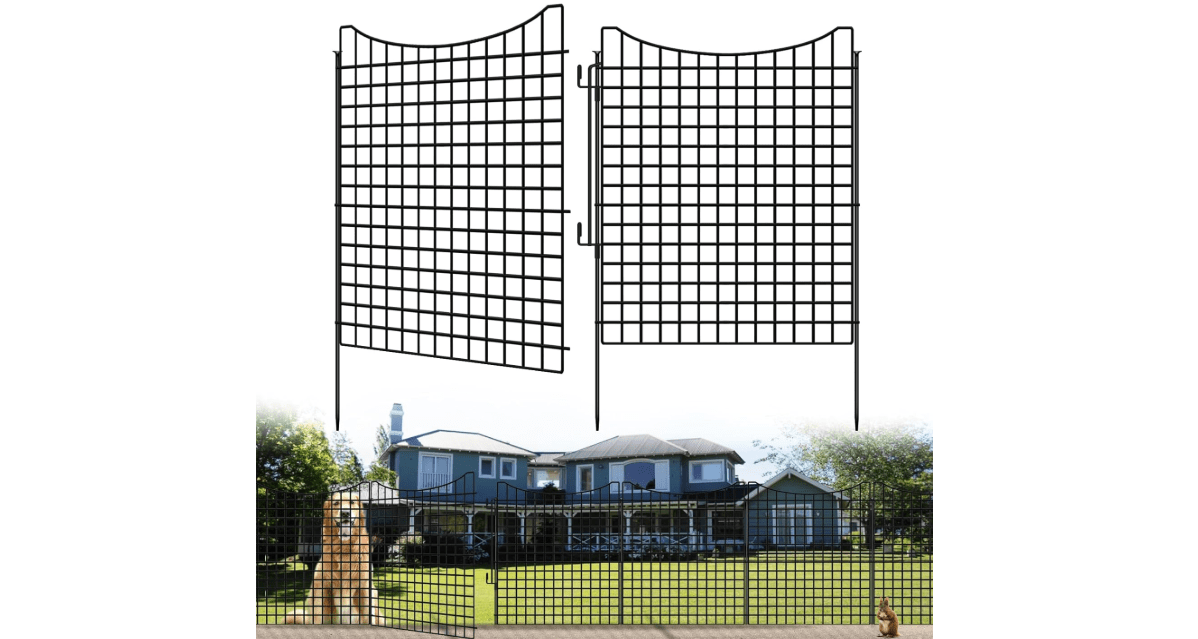 12 Panels 33 in(H) X 26ft(L) Dog Fence Outdoor for Yard with Lock, Garden Fence Animal Barrier, Decorative Metal Wire Fence Panel Tall Fencing for Garden, Patios, Flower Bed

