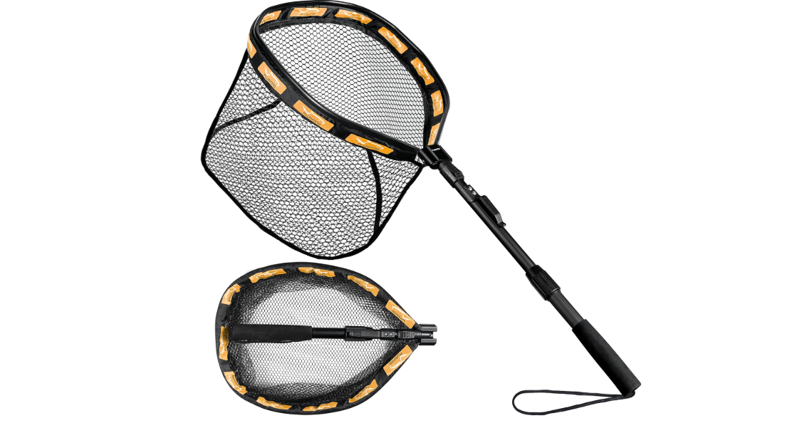 PLUSINNO Floating Fishing Net for Steelhead, Salmon, Fly, Kayak, Bass, Trout Fishing, Catfish, Rubber Coated Landing Net for Easy Catch & Release for Easy Transportation & Storage
