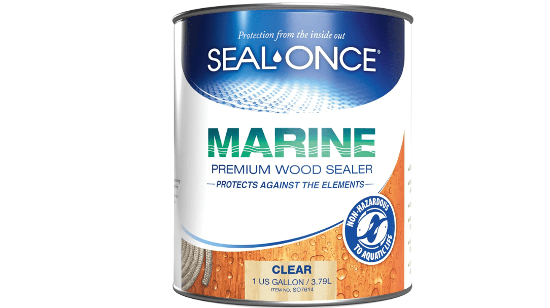 SEAL-ONCE MARINE - 1 Gallon Penetrating Wood Sealer, Waterproofer & Stain. Water-Based, Ultra-low VOC formula for high-moisture areas to protect wood docks, decks, piers & retaining walls.