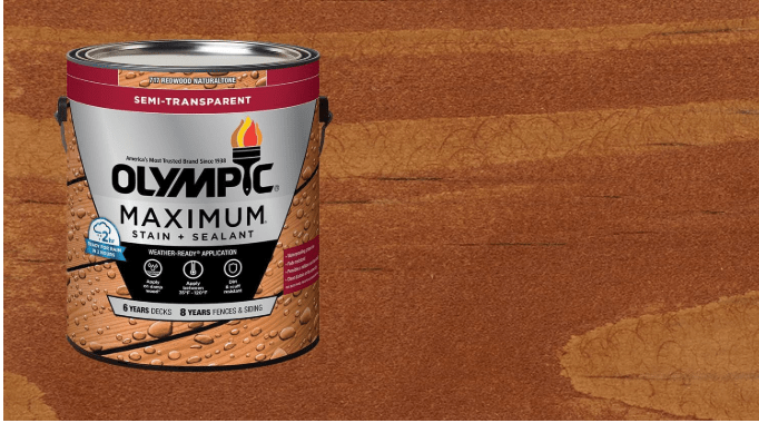 Olympic Maximum 1 gal. Redwood Semi-Transparent Exterior Ready to Use Stain and Sealer in One Low VOC