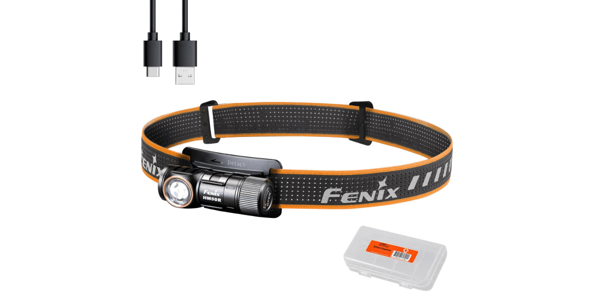 fenix HM50R v2.0 Headlamp, 700 Lumen USB-C Rechargeable Lightweight with White/Red Light, with Lumentac Organizer 