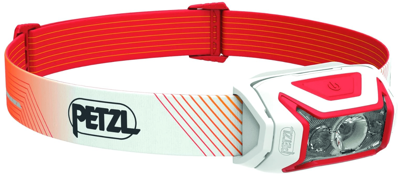 PETZL ACTIK CORE Headlamp - Powerful, Rechargeable 600 Lumen Light with Red Lighting for Hiking, Climbing, and Camping - Red
