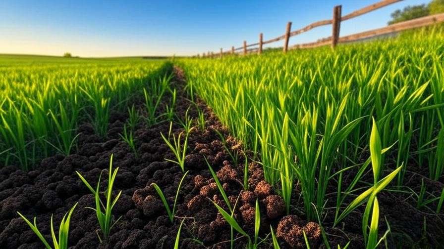Sprouted wheat and legume cover crops growing in healthy soil for crop rotation