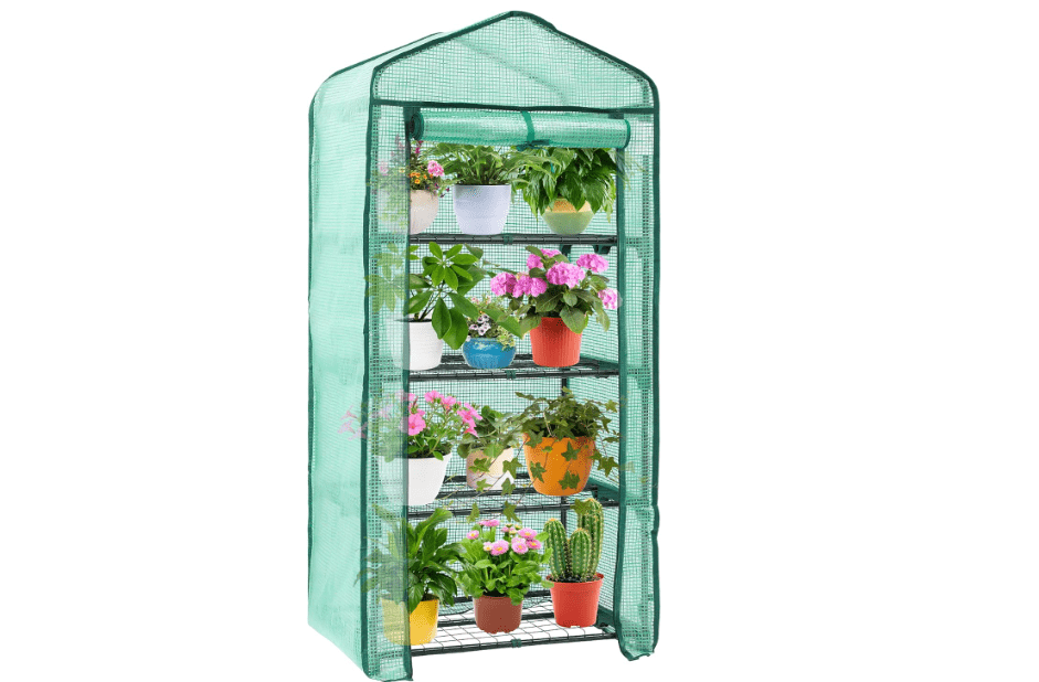 Ohuhu Mini Greenhouse for Indoor Outdoor, Small Plastic Plant Green House 4-Tier Rack Stand Portable Greenhouses with Durable PE Cover for Seedling, 2.5x1.6x5.2 FT, Ideal Gardening Gifts for Women Men 