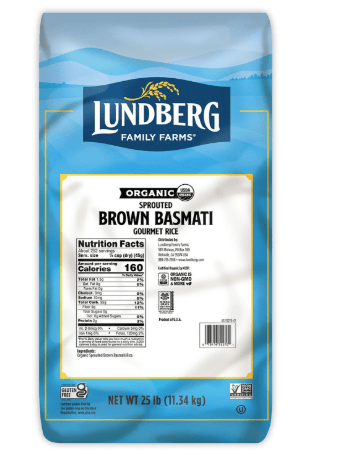Lundberg Organic Long-Grain Brown Basmati Rice, Bulk – Non-Sticky, Fluffy & Aromatic, Responsibly Grown in California, 25 Lbs