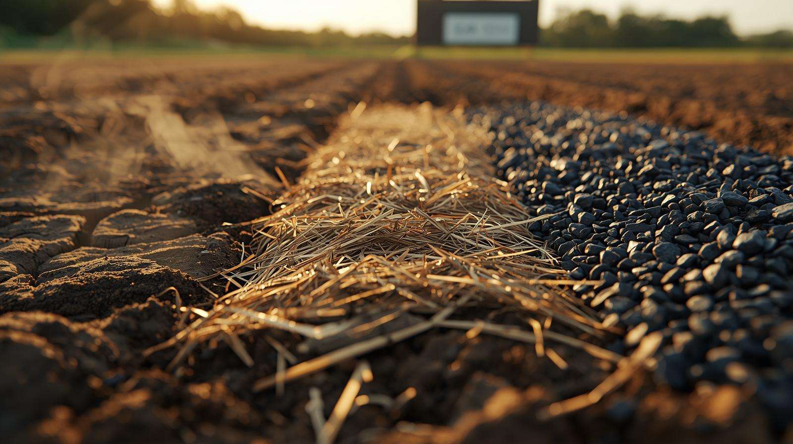 USDA lysimeter trial showing evaporation loss: bare soil vs straw vs stone mulch organic farming