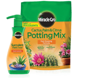 Miracle-Gro Cactus, Palm & Citrus Potting Mix and Succulent Plant Food - Bundle of Potting Soil (8 qt.) and Liquid Plant Food (8 oz.) for Growing and Fertilizing Indoor Succulents