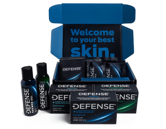 Defense Soap Variety Gift Set | Tea Tree, Peppermint, Oatmeal All Natural Bar Soap, Organic Travel Body Wash, Individual Body Wipes