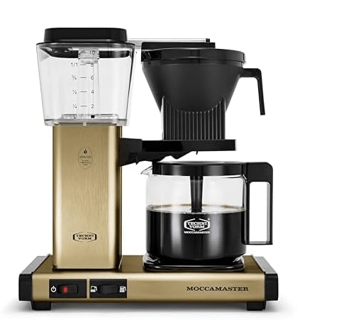 Technivorm Moccamaster 53936 KBGV 10-Cup Coffee Maker Brushed Brass, 40 Ounce, 1.25l & 49520 KM5 Burr Coffee c, Polished Silver