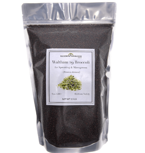 Broccoli Seeds for Sprouting & Microgreens | Waltham 29 Variety | Non GMO & Heirloom Seeds | Bulk 2.5 LB (40 oz) Resealable Bag | Rainbow Heirloom Seed Co.