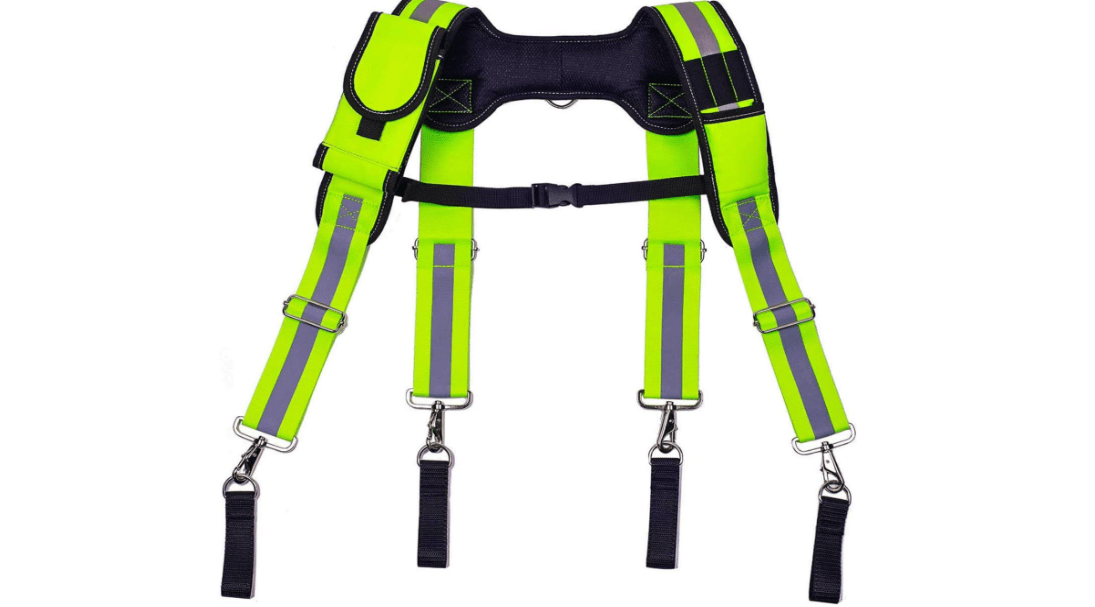 Carpenter Tool Belt Suspenders, Heavy Duty Tool Belt Suspenders Reflective Safety Suspenders 