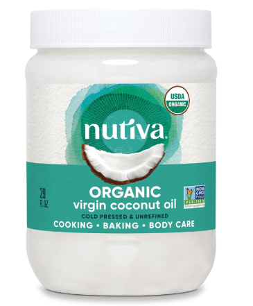 Nutiva Organic Coconut Oil, 29 Fl Oz - USDA Organic Cold Pressed Unrefined Extra Virgin Coconut for Cooking, Skin, Hair, Massage, and Oil Pulling. Contains Natural MCT