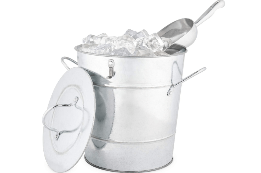 Twine Insulated Ice Bucket With Lid & Scooper for Parties - Galvanized Metal Bucket Cooler & Drink Tub Holds 1 Gallon 