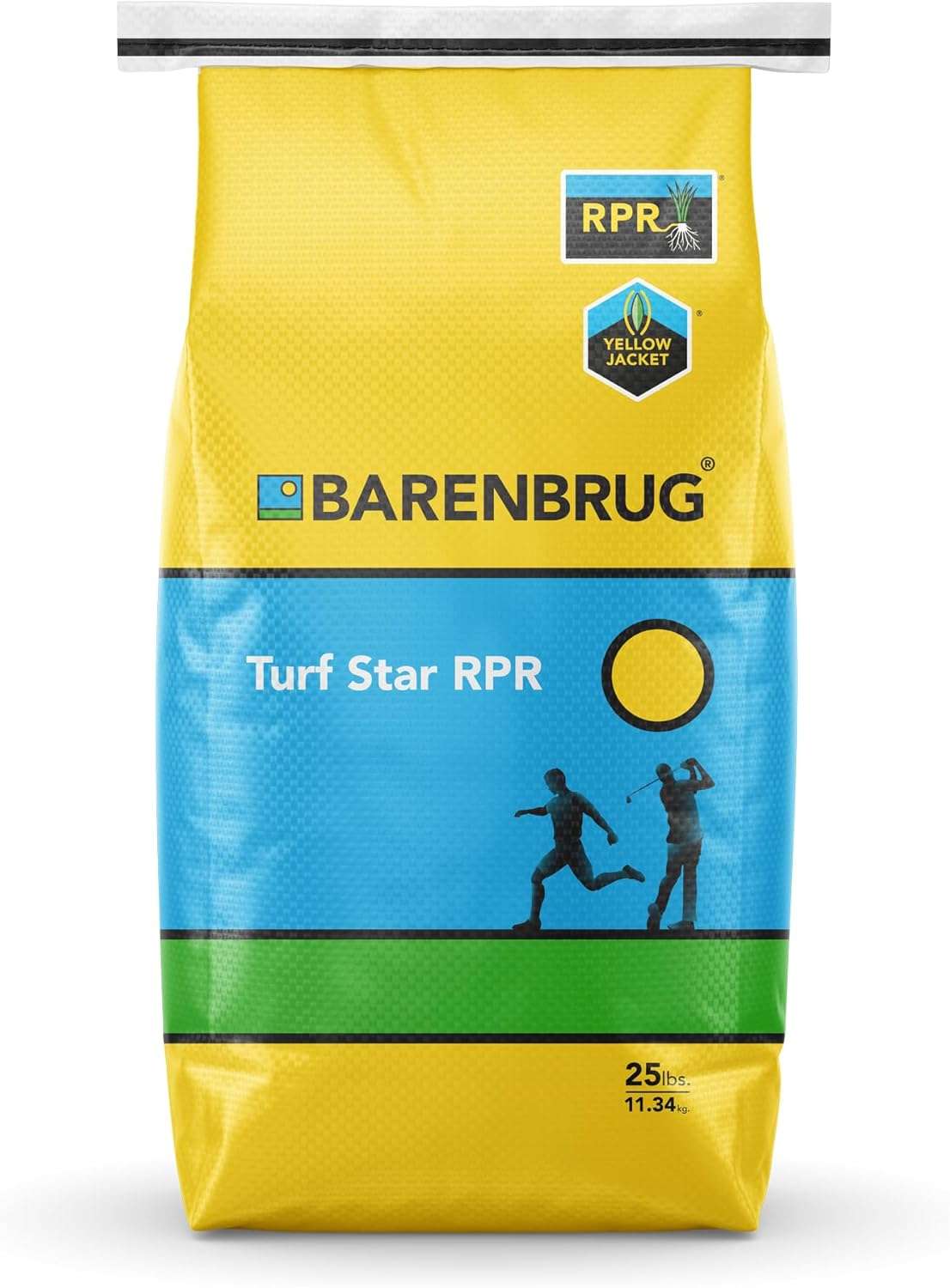 Barenbrug Turf Star Regenerating Perennial Ryegrass Lawn Seed with Yellow Jacket Seed Coating, Fast-Acting Durable Grass Seed Mix for Lawns, 25-lb. Bag