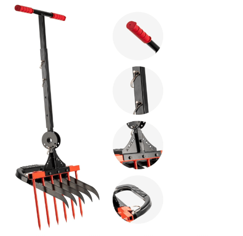 Broad Fork for Gardening - Portable and Ergonomic Broadfork Garden Tool Cultivator Tiller with 6+5 Sharp Tines - Heavy Duty Pitchfork, with Thickened Design