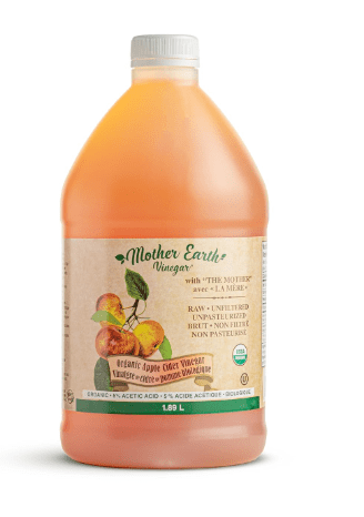 Mother Earth, Organic Apple Cider Vinegar with The Mother, Half Gallon, Fresh Pressed Organic Apples, OACV, ACV, Raw, Unpasteurized, Unfiltered (1/64oz Bottle)