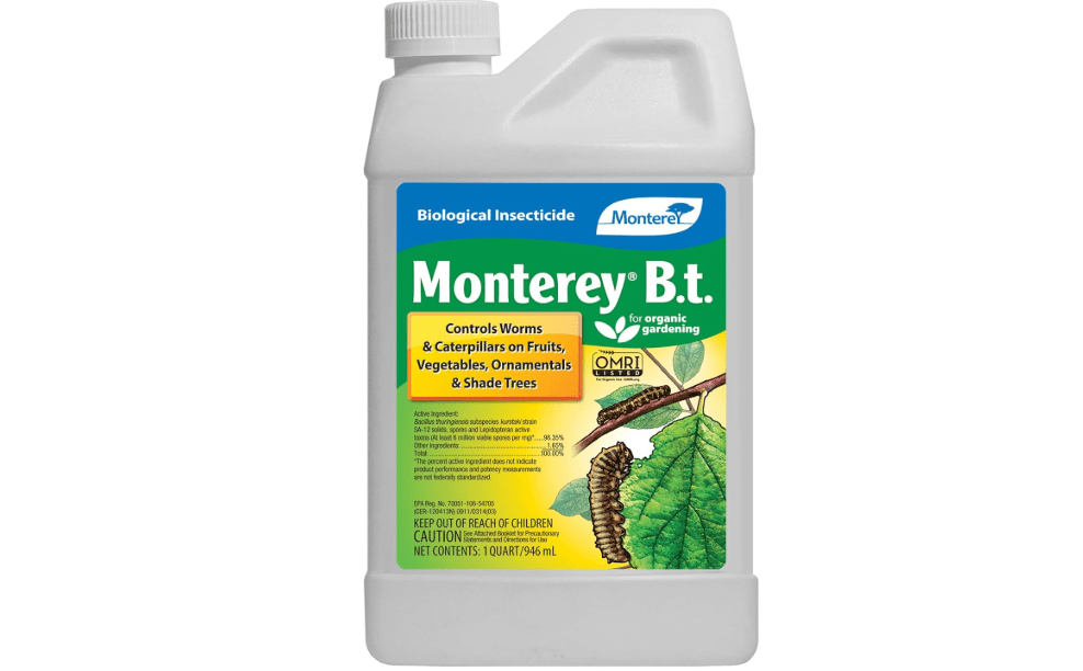 Monterey B.t. - Biological Insecticide for Organic Gardening - 1 Quart Concentrate - Apply Using a Sprayer Following Mix Instructions