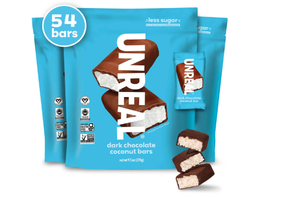 UNREAL Dark Chocolate Coconut Bars (3 Value Size Bags) | Vegan, 3g Sugar, & 3 Simple Ingredients | Non-GMO, Gluten Free, & Fair Trade | 9.5oz each
