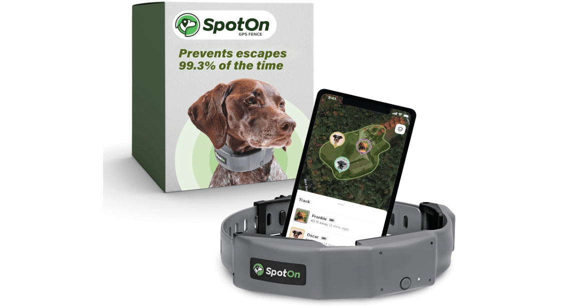 SpotOn GPS Wireless Dog Fence Collar, Accurate & Reliable, Unlimited Fences, Extended Battery Life Mode, No Subscription, Built in USA, Omni Collar Model, Medium Dog Breed Neck Size 12"-18"