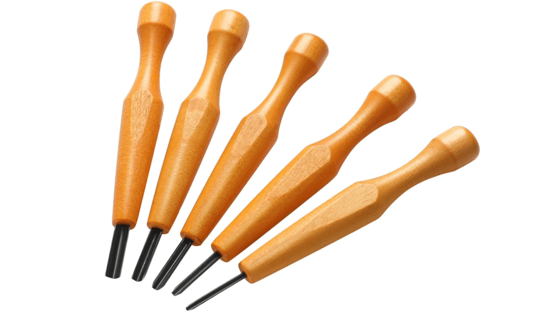 WILLBOND 5 Pcs Linocut Carving Tools Set - Triangular Linoleum & Wood Carving Knife Chisel V Shaped Tools for Linocut Printmaking & Woodcarving (1.5mm, 2mm, 3mm, 4mm, 5mm) 