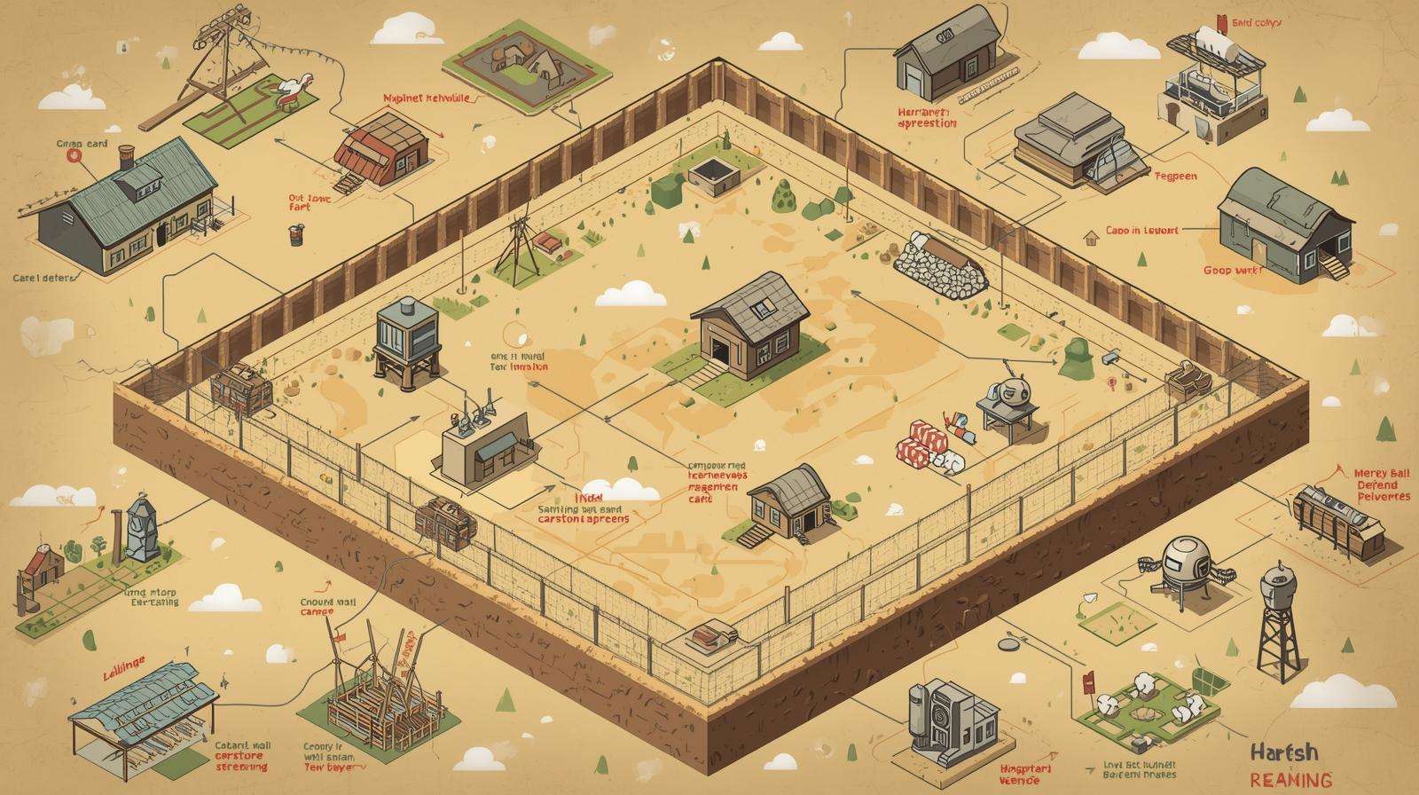 Visual layered natural mice repellent defense plan for farms