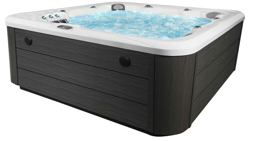 Scenic Outdoor Hot Tub, 6-Person 69-Jet Lounger 4-Pump Spa with Triple Water Columns and Bluetooth Stereo by Essential Hot Tubs