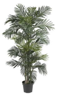 Nearly Natural 5289 6.5ft. Golden Cane Palm Silk Tree, Green and Nearly Natural Golden Dieffenbachia with Decorative Planter, Green 45in.